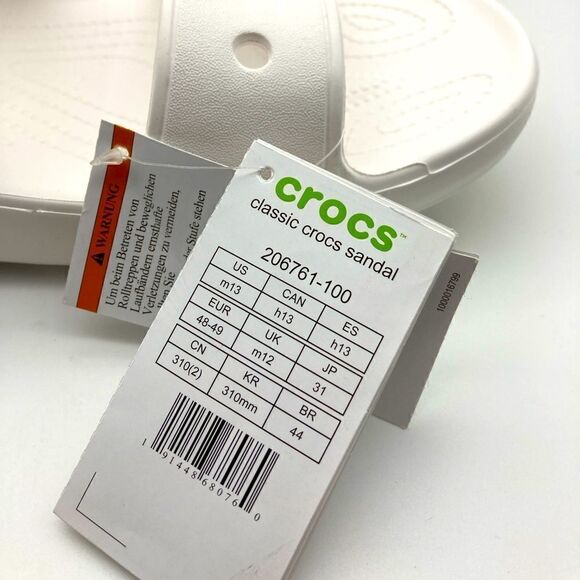NWT Crocs Classic Unisex White Sandals Size 13/310 - Picture 9 of 9